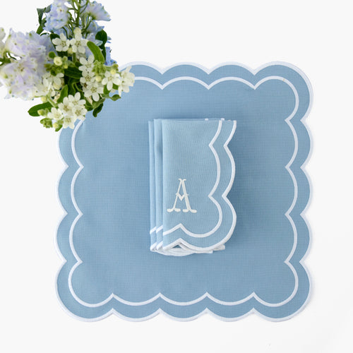 Blue Serena Appliqué Napkins (Set of 4)