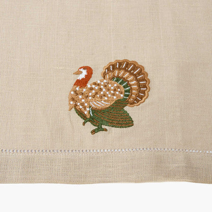 Taupe & Chocolate Eloise Linen Placemats & Turkey Napkins (Set of 4)
