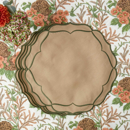 Sand & Green Elizabeth Placemats (Set of 4)