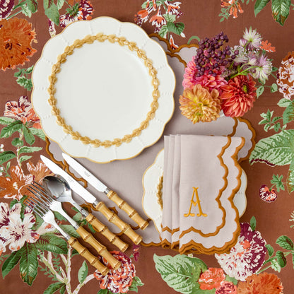 Taupe & Mustard Lily Napkins (Set of 4)