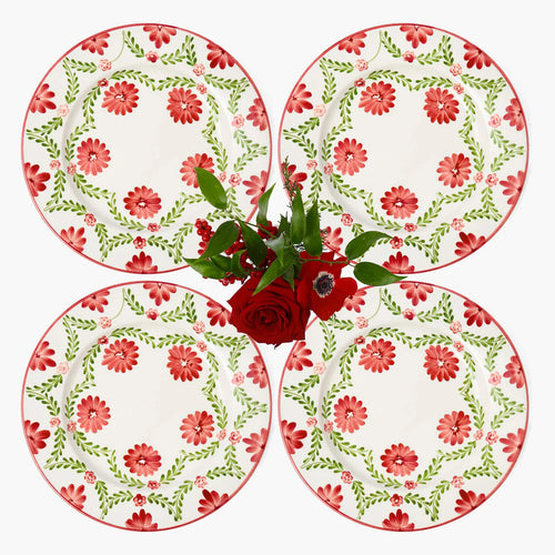 Chiara Red Garland Dinner Plates (Set of 4)