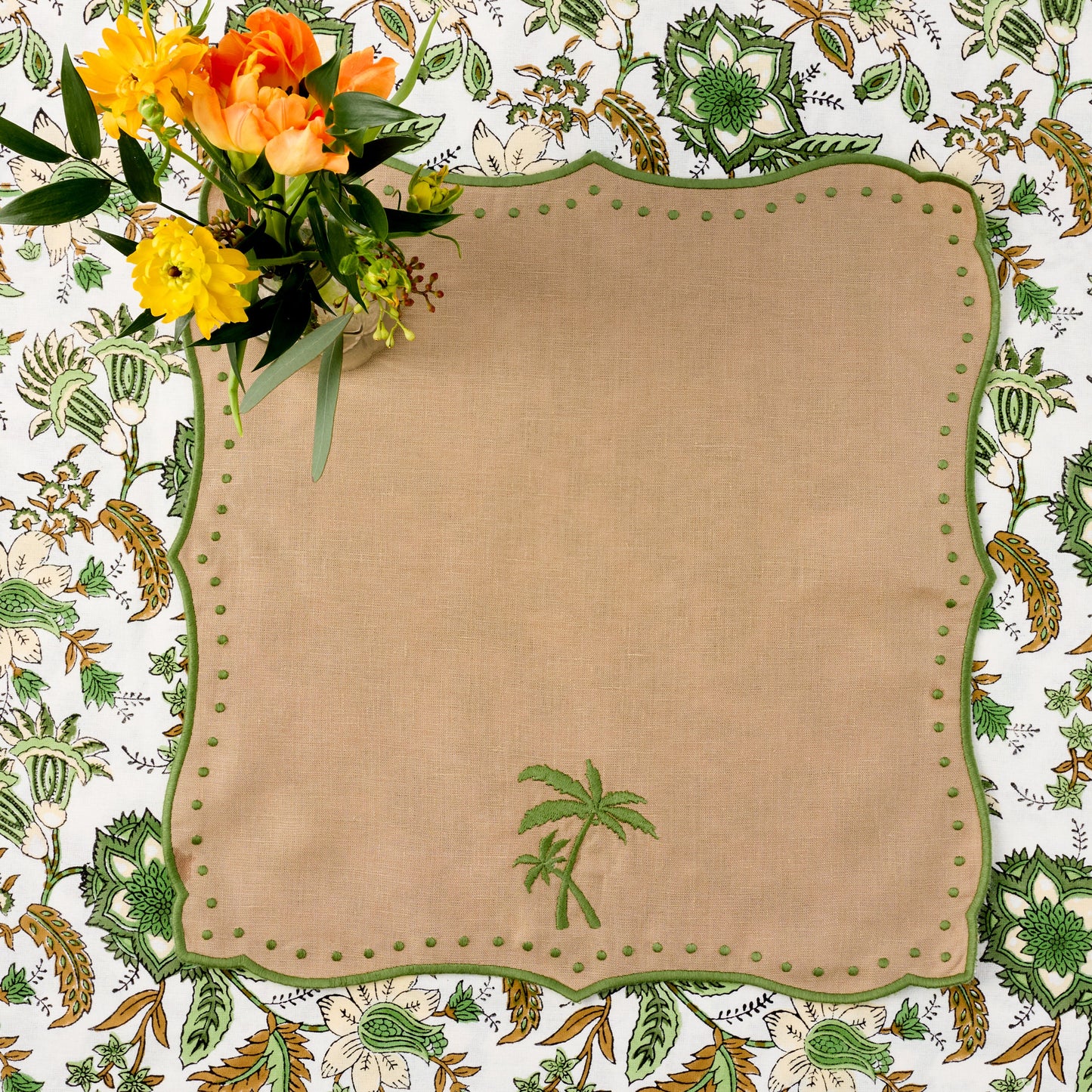 Sand & Green Celestria Palm Tree Napkins (Set of 4)