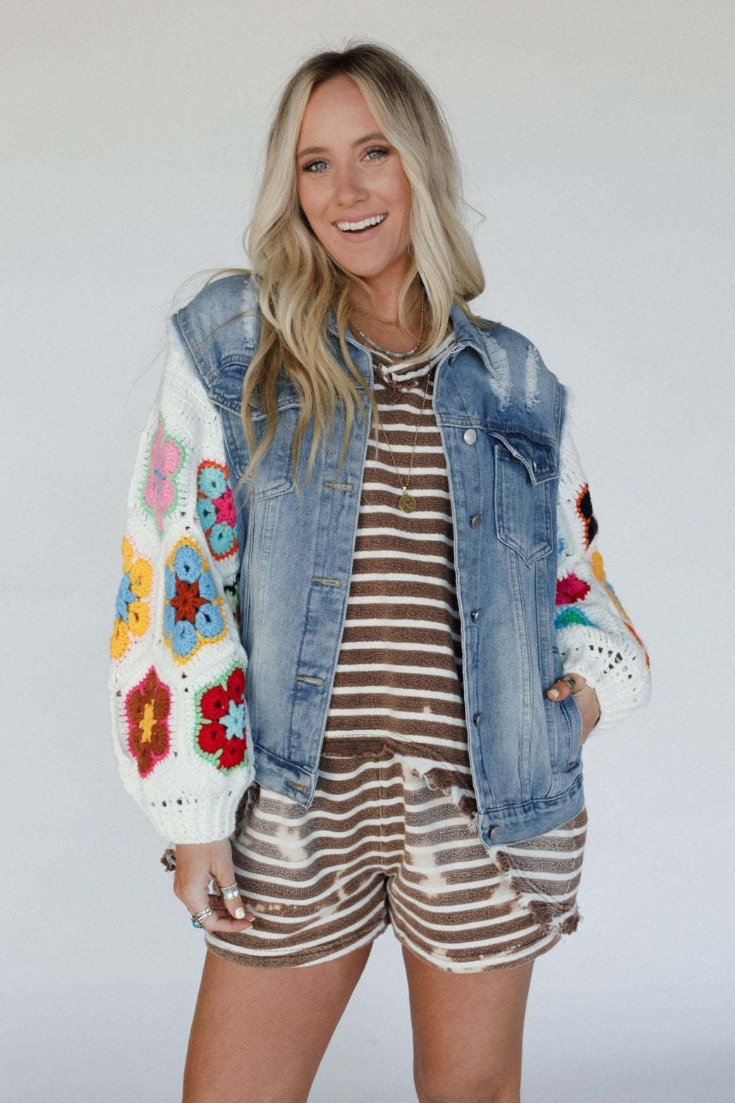 Boho Bloom Crochet Jacket - Ivory